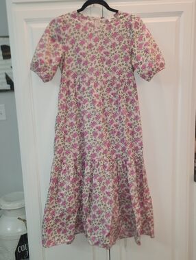 TCEC Size Small Pink and Green Floral Maxi Dress